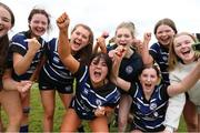 28 April 2024; Wexford RFC players celebrate after their side's victory in the Leinster Girls U18 semi-final match between Athy RFC and Wexford RFC at Athy RFC in Kildare. Photo by Michael P Ryan/Sportsfile