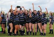 28 April 2024; Wexford RFC players celebrate after their side's victory in the Leinster Girls U18 semi-final match between Athy RFC and Wexford RFC at Athy RFC in Kildare. Photo by Michael P Ryan/Sportsfile