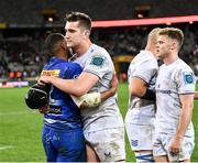 27 April 2024; Brian Deeny of Leinster and Damian Willemse of DHL Stormers after during the United Rugby Championship match between DHL Stormers and Leinster at the DHL Stadium in Cape Town, South Africa. Photo by Harry Murphy/Sportsfile