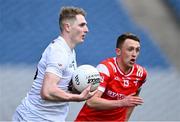 28 April 2024; Daniel Flynn of Kildare in action against Ryan Burns of Louth during the Leinster GAA Football Senior Championship semi-final match between Kildare and Louth at Croke Park in Dublin. Photo by Piaras Ó Mídheach/Sportsfile