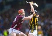 28 April 2024; Conor Whelan of Galway in action against Mikey Butler of Kilkenny during the Leinster GAA Hurling Senior Championship Round 2 match between Galway and Kilkenny at Pearse Stadium in Galway. Photo by John Sheridan/Sportsfile