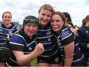 28 April 2024; Wexford RFC players celebrate after the Leinster Girls U18 semi-final match between Athy RFC and Wexford RFC at Athy RFC in Kildare. Photo by Michael P Ryan/Sportsfile