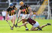 28 April 2024; John Donnelly of Kilkenny in action against Daithí Burke of Galway during the Leinster GAA Hurling Senior Championship Round 2 match between Galway and Kilkenny at Pearse Stadium in Galway. Photo by David Fitzgerald/Sportsfile