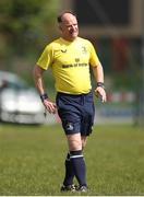 28 April 2024; Referee Gareth Steed during the Leinster Girls U18 semi-final match between Athy RFC and Wexford RFC at Athy RFC in Kildare. Photo by Michael P Ryan/Sportsfile