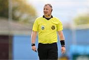 28 April 2024; Referee Vincent Coonan during the FAI Intermediate Cup Final between Glebe North FC of the Leinster Senior League and Ringmahon Rangers FC of the Munster Senior League at Weaver's Park in Drogheda, Louth. Photo by Ben McShane/Sportsfile
