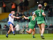 28 April 2024; Kate Lynch of Waterford scores a point during the Munster Senior Camogie Championship quarter-final match between Limerick and Waterford at TUS Gaelic Grounds in Limerick. Photo by Tom Beary/Sportsfile