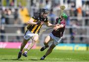 28 April 2024; David Blanchfield of Kilkenny in action against David Burke of Galway during the Leinster GAA Hurling Senior Championship Round 2 match between Galway and Kilkenny at Pearse Stadium in Galway. Photo by John Sheridan/Sportsfile