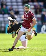 28 April 2024; Brian Concannon of Galway after scoring his side's second goal during the Leinster GAA Hurling Senior Championship Round 2 match between Galway and Kilkenny at Pearse Stadium in Galway. Photo by David Fitzgerald/Sportsfile