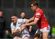 28 April 2024; Paddy Woodgate of Kildare in action against Anthony Williams of Louth during the Leinster GAA Football Senior Championship semi-final match between Kildare and Louth at Croke Park in Dublin. Photo by Shauna Clinton/Sportsfile