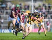 28 April 2024; Huw Lawlor of Kilkenny in action against Cianan Fahy of Galway during the Leinster GAA Hurling Senior Championship Round 2 match between Galway and Kilkenny at Pearse Stadium in Galway. Photo by John Sheridan/Sportsfile