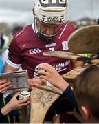 28 April 2024; Daithí Burke of Galway signs autographs the Leinster GAA Hurling Senior Championship Round 2 match between Galway and Kilkenny at Pearse Stadium in Galway. Photo by David Fitzgerald/Sportsfile