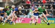 28 April 2024; Willie Connors of Tipperary in action against William O'Donoghue of Limerick during the Munster GAA Hurling Senior Championship Round 2 match between Limerick and Tipperary at TUS Gaelic Grounds in Limerick. Photo by Brendan Moran/Sportsfile