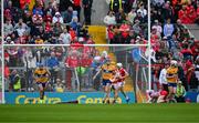 28 April 2024; David Fitzgerald of Clare, 8, celebrates a second half gowl during the Munster GAA Hurling Senior Championship Round 2 match between Cork and Clare at SuperValu Páirc Ui Chaoimh in Cork. Photo by Ray McManus/Sportsfile