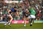 28 April 2024; Gearoid O'Connor of Tipperary in action against Dan Morrissey of Limerick during the Munster GAA Hurling Senior Championship Round 2 match between Limerick and Tipperary at TUS Gaelic Grounds in Limerick. Photo by Tom Beary/Sportsfile