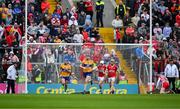 28 April 2024; David Fitzgerald of Clare, 8, celebrates a second half gowl during the Munster GAA Hurling Senior Championship Round 2 match between Cork and Clare at SuperValu Páirc Ui Chaoimh in Cork. Photo by Ray McManus/Sportsfile