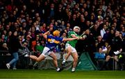 28 April 2024; Cian Lynch of Limerick is blocked by Ronan Maher of Tipperary during the Munster GAA Hurling Senior Championship Round 2 match between Limerick and Tipperary at TUS Gaelic Grounds in Limerick. Photo by Brendan Moran/Sportsfile