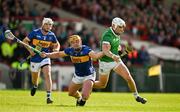 28 April 2024; Aaron Gillane of Limerick is tackled by Ronan Maher of Tipperary during the Munster GAA Hurling Senior Championship Round 2 match between Limerick and Tipperary at TUS Gaelic Grounds in Limerick. Photo by Brendan Moran/Sportsfile