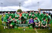 28 April 2024; Glebe North players celebrate with the cup after the FAI Intermediate Cup Final between Glebe North FC of the Leinster Senior League and Ringmahon Rangers FC of the Munster Senior League at Weaver's Park in Drogheda, Louth. Photo by Ben McShane/Sportsfile