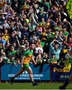 28 April 2024; Patrick McBrearty of Donegal after scoring the game's final score, a point, during the Ulster GAA Football Senior Championship semi-final match between Donegal and Tyrone at Celtic Park in Derry. Photo by Stephen McCarthy/Sportsfile