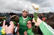 28 April 2024; Aaron Gillane of Limerick with supporters after the Munster GAA Hurling Senior Championship Round 2 match between Limerick and Tipperary at TUS Gaelic Grounds in Limerick. Photo by Tom Beary/Sportsfile