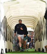28 April 2024; Limerick captain Declan Hannon leads his side out before the Munster GAA Hurling Senior Championship Round 2 match between Limerick and Tipperary at TUS Gaelic Grounds in Limerick. Photo by Tom Beary/Sportsfile
