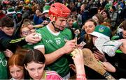 28 April 2024; Colin Coughlin of Limerick with supporters after the Munster GAA Hurling Senior Championship Round 2 match between Limerick and Tipperary at TUS Gaelic Grounds in Limerick. Photo by Tom Beary/Sportsfile