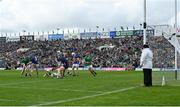 28 April 2024; Peter Casey of Limerick scores his side's first goal, which was subsequently disallowed, despite the best efforts of Willie Connors of Tipperary, during the Munster GAA Hurling Senior Championship Round 2 match between Limerick and Tipperary at TUS Gaelic Grounds in Limerick. Photo by Brendan Moran/Sportsfile