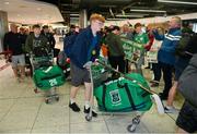 28 April 2024; Harvey Wooldridge arrives at Dublin Airport as the Ireland Hockey team arrive after their victory in the 2024 IIHF Development Cup in Bratislava, Slovakia. Photo by Ben McShane/Sportsfile
