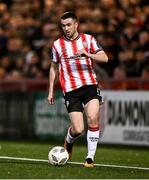 5 April 2024; Michael Duffy of Derry City during the SSE Airtricity Men's Premier Division match between Derry City and Dundalk at The Ryan McBride Brandywell Stadium in Derry. Photo by Ramsey Cardy/Sportsfile