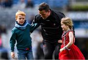 28 April 2024; Louth manager Ger Brennan with his children Patrick and Aoibheann after the Leinster GAA Football Senior Championship semi-final match between Kildare and Louth at Croke Park in Dublin. Photo by Shauna Clinton/Sportsfile