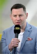 28 April 2024; Former Dublin player and current BBC Sport Northern Ireland GAA analyst Philly McMahon during the Ulster GAA Football Senior Championship semi-final match between Donegal and Tyrone at Celtic Park in Derry. Photo by Stephen McCarthy/Sportsfile