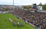 28 April 2024; A general view of Celtic Park during the pre-match parade ahead of the Ulster GAA Football Senior Championship semi-final match between Donegal and Tyrone at Celtic Park in Derry. Photo by Stephen McCarthy/Sportsfile