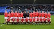 29 April 2024; The Louth squad before the EirGrid Leinster GAA Football U20 Championship Final match between Meath and Louth at Parnell Park in Dublin. Photo by Piaras Ó Mídheach/Sportsfile