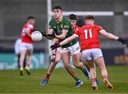 29 April 2024; Jack Kinlough of Meath in action against Liam Flynn of Louth during the EirGrid Leinster GAA Football U20 Championship Final match between Meath and Louth at Parnell Park in Dublin. Photo by Piaras Ó Mídheach/Sportsfile
