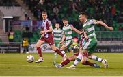 29 April 2024; Aaron Greene of Shamrock Rovers shoots to score his side's second goal during the SSE Airtricity Men's Premier Division match between Shamrock Rovers and Drogheda United at Tallaght Stadium in Dublin. Photo by Stephen McCarthy/Sportsfile