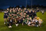 29 April 2024; Meath players celebrate after their side's victory in the EirGrid Leinster GAA Football U20 Championship Final match between Meath and Louth at Parnell Park in Dublin. Photo by Piaras Ó Mídheach/Sportsfile