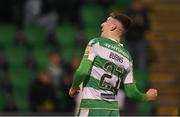29 April 2024; Darragh Burns of Shamrock Rovers celebrates after scoring his side's third goal during the SSE Airtricity Men's Premier Division match between Shamrock Rovers and Drogheda United at Tallaght Stadium in Dublin. Photo by Stephen McCarthy/Sportsfile