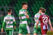 29 April 2024; Johnny Kenny of Shamrock Rovers celebrates after scoring his side's first goal during the SSE Airtricity Men's Premier Division match between Shamrock Rovers and Drogheda United at Tallaght Stadium in Dublin. Photo by Stephen McCarthy/Sportsfile