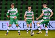 29 April 2024; John O'Sullivan, left, of Shamrock Rovers during the SSE Airtricity Men's Premier Division match between Shamrock Rovers and Drogheda United at Tallaght Stadium in Dublin. Photo by Stephen McCarthy/Sportsfile