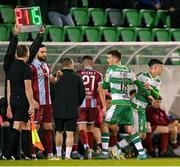 29 April 2024; Cory O'Sullivan of Shamrock Rovers comes onto the pitch for his league debut replacing Trevor Clarke in a second half substitution during the SSE Airtricity Men's Premier Division match between Shamrock Rovers and Drogheda United at Tallaght Stadium in Dublin. Photo by Stephen McCarthy/Sportsfile