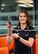 30 April 2024; PwC GPA Player of the Month for March in ladies’ football, Aimee Mackin of Armagh, with her award at PwC’s offices in Dublin today. Photo by Ramsey Cardy/Sportsfile