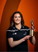 30 April 2024; PwC GPA Player of the Month for March in ladies’ football, Aimee Mackin of Armagh, with her award at PwC’s offices in Dublin today. Photo by Ramsey Cardy/Sportsfile