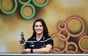 30 April 2024; PwC GPA Player of the Month for March in ladies’ football, Aimee Mackin of Armagh, with her award at PwC’s offices in Dublin today. Photo by Ramsey Cardy/Sportsfile