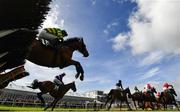 30 April 2024; So Scottish, with Donagh Meyler up, jump the last in the Killashee Hotel Handicap Hurdle during day one of the Punchestown Festival at Punchestown Racecourse in Kildare. Photo by David Fitzgerald/Sportsfile