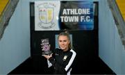 3 May 2024; Athlone Town's Casey Howe with her SSE Airtricity Women’s Premier Division Player of the Month Award for April 2024 at Athlone Town Stadium, Athlone in Westmeath. Photo by Stephen McCarthy/Sportsfile