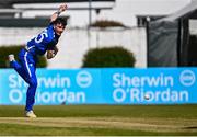 1 May 2024; Reuben Wilson of Leinster Lightning during the Cricket Ireland Inter-Provincial Trophy match between Leinster Lightning and Munster Reds at Pembroke Cricket Club in Dublin. Photo by Tyler Miller/Sportsfile