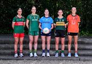 1 May 2024; Players, from left, Saoirse Lally of Mayo, Aoibhín Cleary of Meath, Jess Tobin of Dublin, Cáit Lynch of Kerry and Blaithin Mackin of Armagh at the official AIG & LGFA Partnership Launch for the 2024 season at Iveagh Gardens in Dublin. Photo by Piaras Ó Mídheach/Sportsfile
