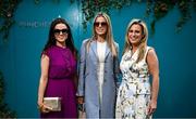 1 May 2024; Racegoers, from left, Elaine Stenson, Rosalind Lipsett, and Sarah Lipsett, from Dublin, ahead of racing on day two of the Punchestown Festival at Punchestown Racecourse in Kildare. Photo by Seb Daly/Sportsfile