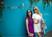 1 May 2024; Racegoers Eimear Riley Mahon, left, and Rosalind Lipsett from Dublin during day two of the Punchestown Festival at Punchestown Racecourse in Kildare. Photo by David Fitzgerald/Sportsfile