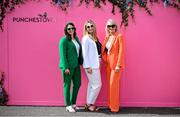 1 May 2024; Racegoers, from left, Kim McGrattan, Leanne Knight and Jackie Haddy during day two of the Punchestown Festival at Punchestown Racecourse in Kildare. Photo by David Fitzgerald/Sportsfile